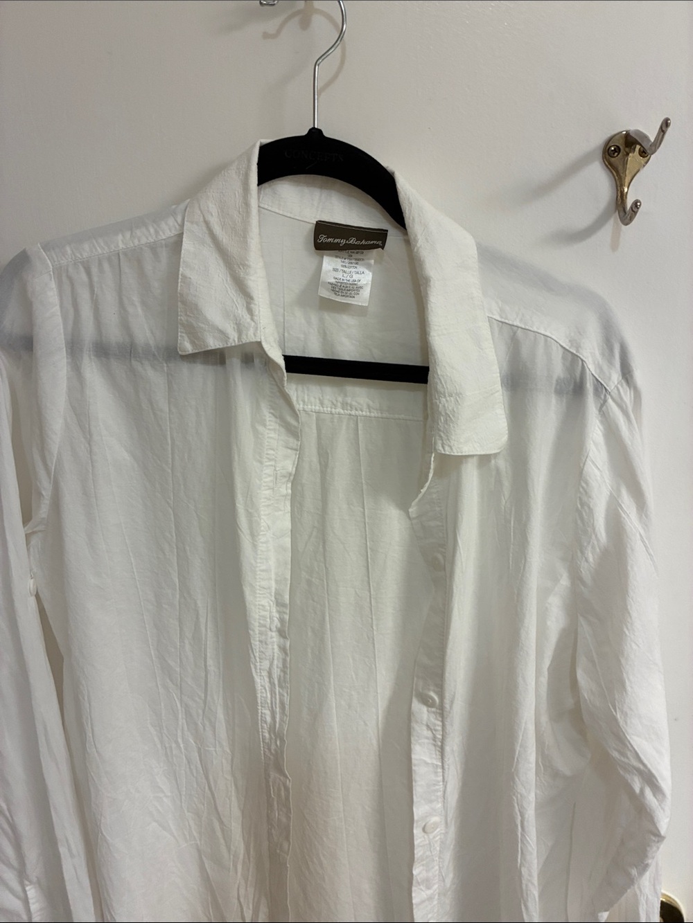 Tommy Bahama White Button-Front Cotton Cover Up Shirt Sz L - Picture 6 of 10